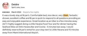 Miami EXP Cleaning testimonial showcasing eco-friendly Airbnb cleaning services for enhanced guest experiences.